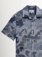 Wax London Blue Didcot Watercolour Print Short Sleeve Shirt - Image 8 of 9