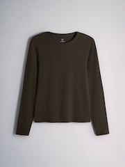 The Set 5 Pack Ribbed Long Sleeve T-Shirts Khaki/Navy/Stripe/Red/Grey - Image 3 of 8
