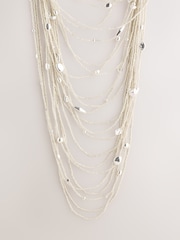 Silver Tone Statement Multi Row Necklace - Image 1 of 3