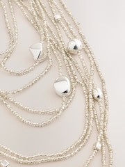 Silver Tone Statement Multi Row Necklace - Image 2 of 3
