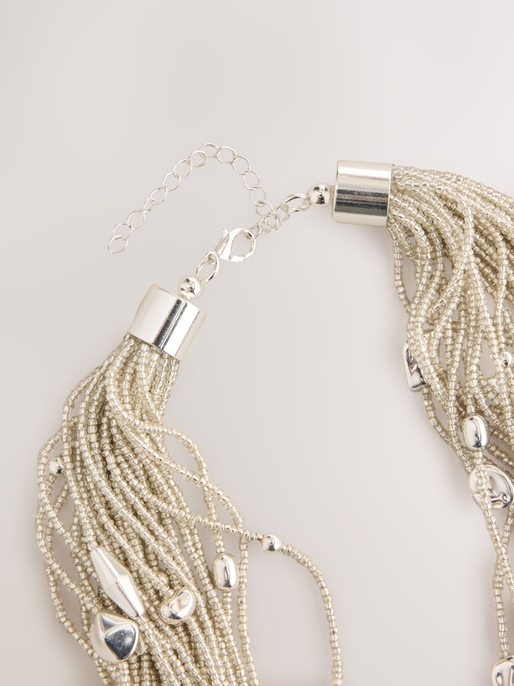 Silver Tone Statement Multi Row Necklace - Image 3 of 3