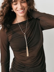 Gold Tone Long Tassel Necklace - Image 1 of 2