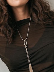 Gold Tone Long Tassel Necklace - Image 2 of 2