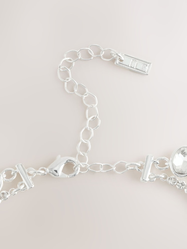 Silver Tone 2 Layer Sparkle Necklace - Image 3 of 3 Silver Tone 2 Layer Sparkle Necklace - Image 3 of 3