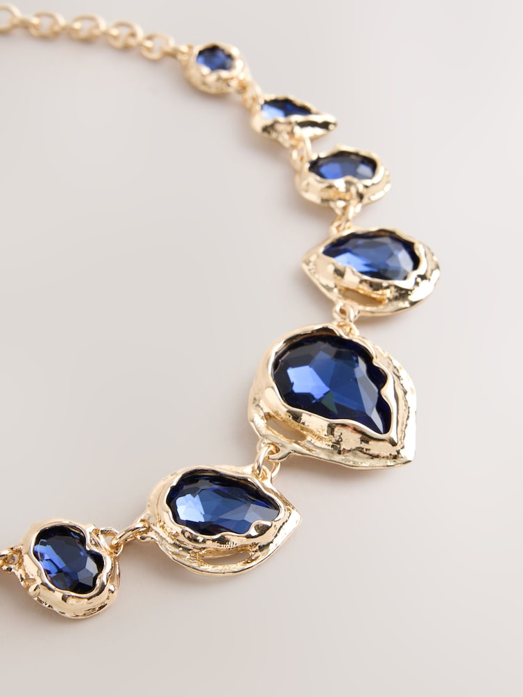 Gold Tone Sparkle Jewel Collar Necklace - Image 2 of 3 Gold Tone Sparkle Jewel Collar Necklace - Image 2 of 3