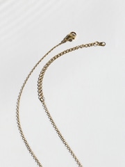 Gold Tone Waterproof Stainless Steel Green Stone Necklace - Image 4 of 4