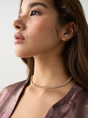 גוון זהוב - Waterproof Stainless Steel Tennis Necklace - תמונה 3 מתוך 5