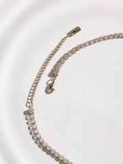 גוון זהוב - Waterproof Stainless Steel Tennis Necklace - תמונה 4 מתוך 5