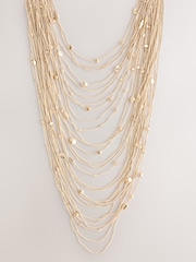 Gold Tone Statement Multi Row Necklace - Image 1 of 3