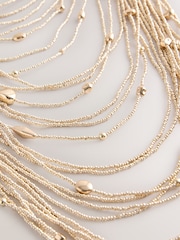 Gold Tone Statement Multi Row Necklace - Image 2 of 3