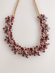 Burgundy Red Floral Sparkle Necklace - Image 2 of 4