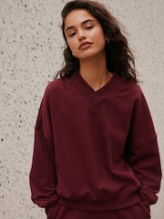 Wine V-Neck Sweatshirt - Image 1 of 7