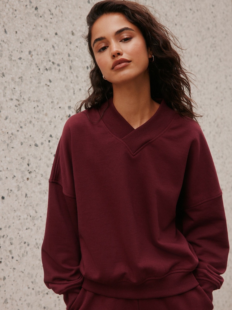 Wine V-Neck Sweatshirt - Image 1 of 7