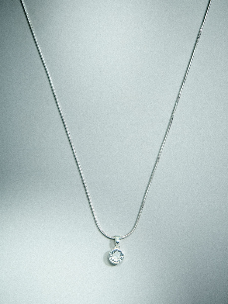 Sterling Srebrno Plated - Kubični cirkonski privezak ogrlica - Slika 1 od 3 Sterling Srebrno Plated - Kubični cirkonski privezak ogrlica - Slika 1 od 3