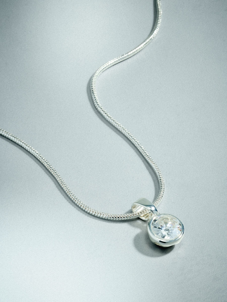 Sterling Srebrno Plated - Kubični cirkonski privezak ogrlica - Slika 2 od 3 Sterling Srebrno Plated - Kubični cirkonski privezak ogrlica - Slika 2 od 3