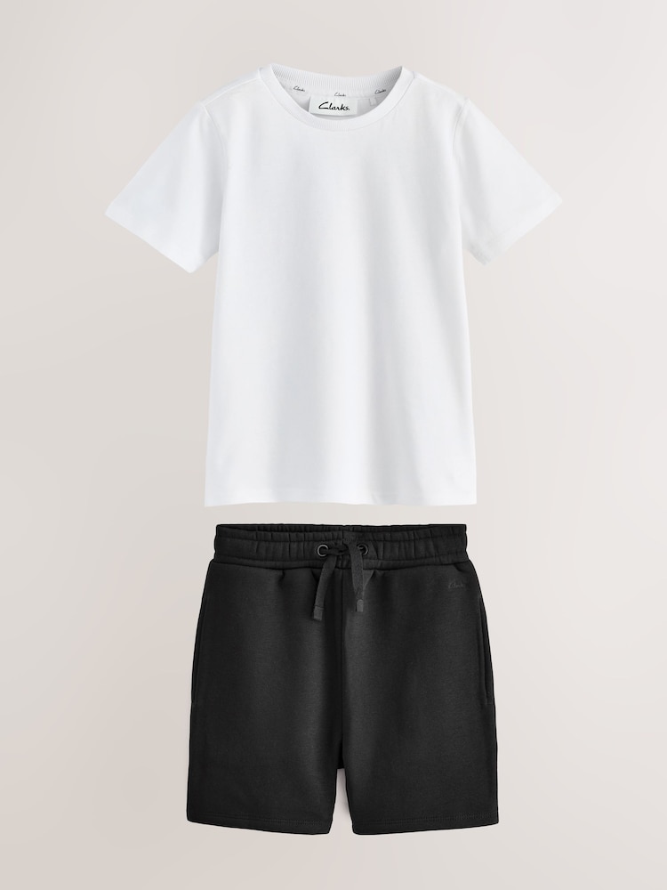 Black Clarks 2 Piece T-Shirt & Sweat Short Set - Image 1 of 5 Black Clarks 2 Piece T-Shirt & Sweat Short Set - Image 1 of 5