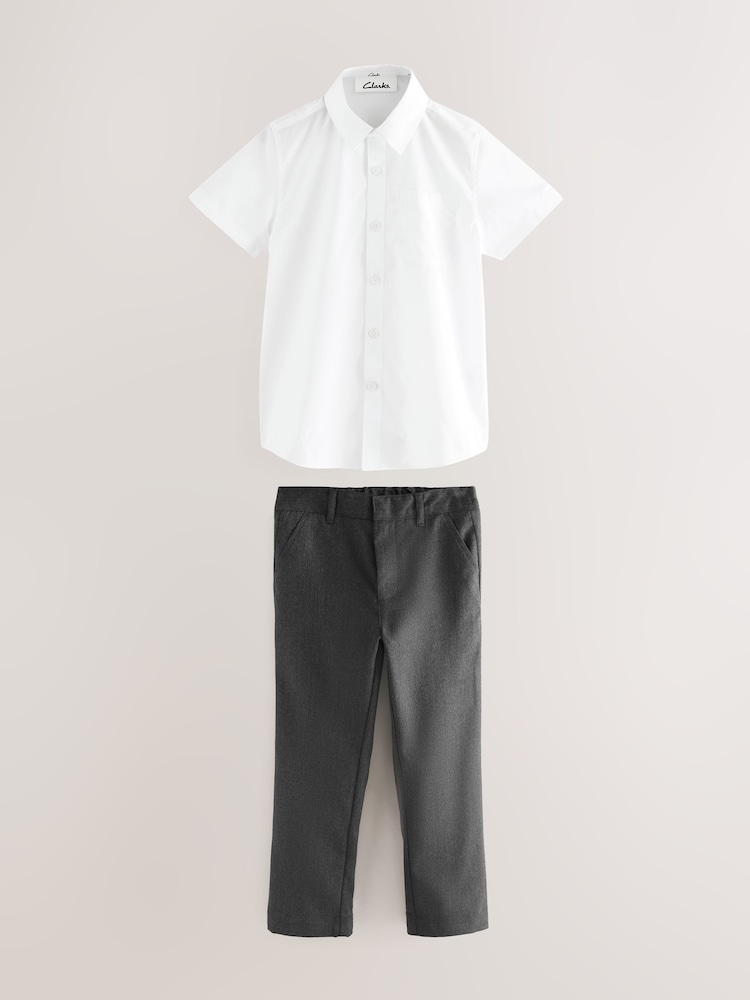 Grey Clarks 2 Piece Shirt & Trouser School Set - Image 1 of 10
