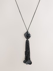 Black Long Tassel Pendant Necklace - Image 1 of 3
