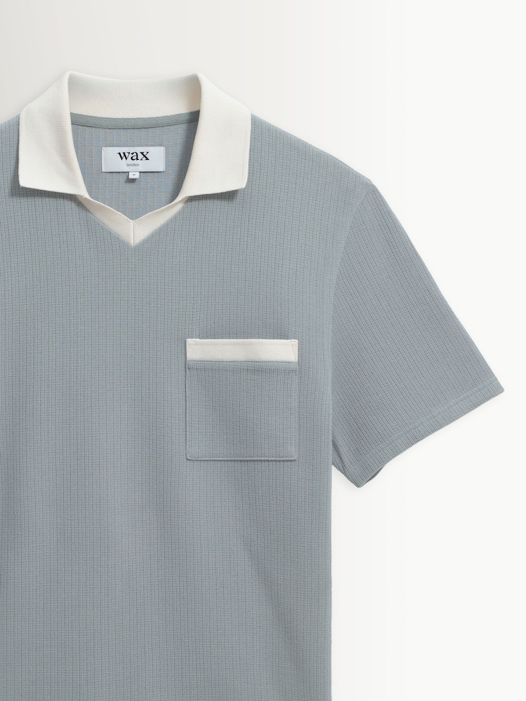 Wax London Blue Pendal Rib Polo Shirt - Image 8 of 8