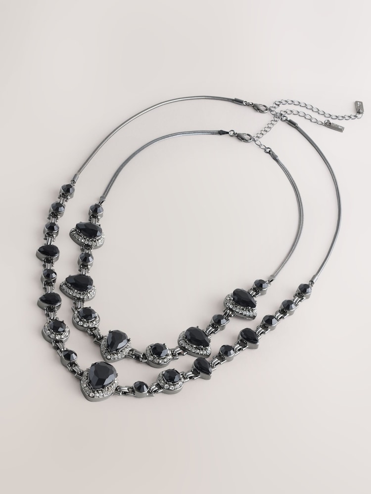 Black Layered Long Necklace - Image 1 of 4