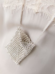 Серебристый цвет - Sparkle Chainmail Necklace - Изображение 4 4