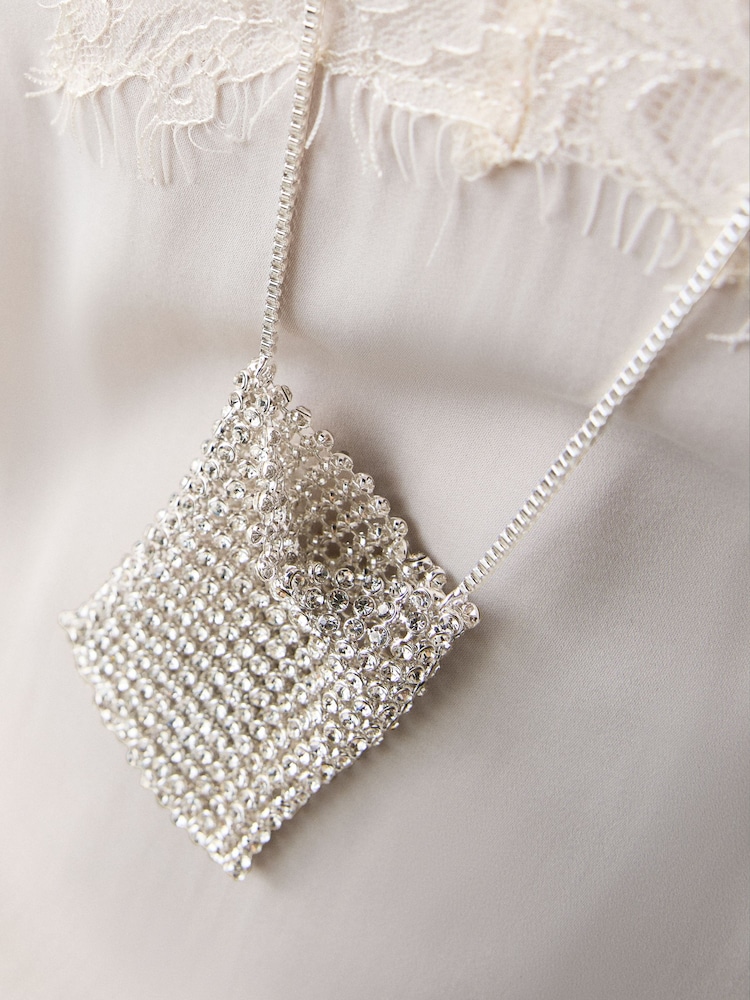 Серебристый цвет - Sparkle Chainmail Necklace - Изображение 4 4