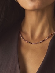 Purple Beaded Dainty Necklace - Image 2 of 5