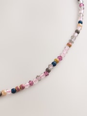 Purple Beaded Dainty Necklace - Image 5 of 5