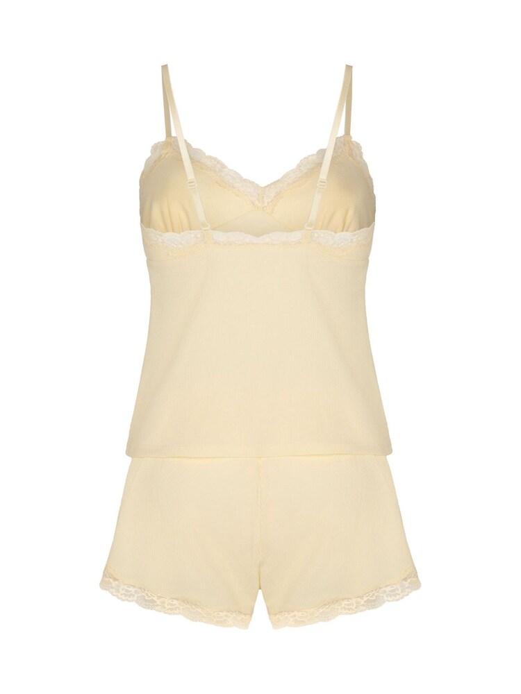 Hunkemoller Yellow Jersey Lace Pyjamas Set - Image 5 of 5
