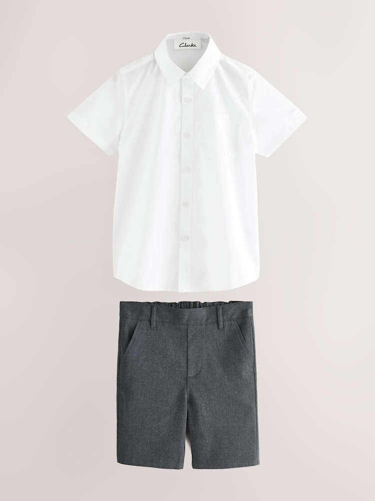 Grey Clarks 2 Piece Shirt & Short School Set - Image 1 of 7 Grey Clarks 2 Piece Shirt & Short School Set - Image 1 of 7
