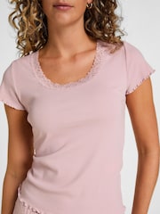 Hunkemoller Pink Jersey Rib Pyjama Top - Image 2 of 5