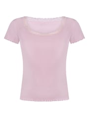 Hunkemoller Pink Jersey Rib Pyjama Top - Image 4 of 5