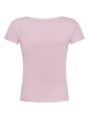 Hunkemoller Pink Jersey Rib Pyjama Top - Image 5 of 5