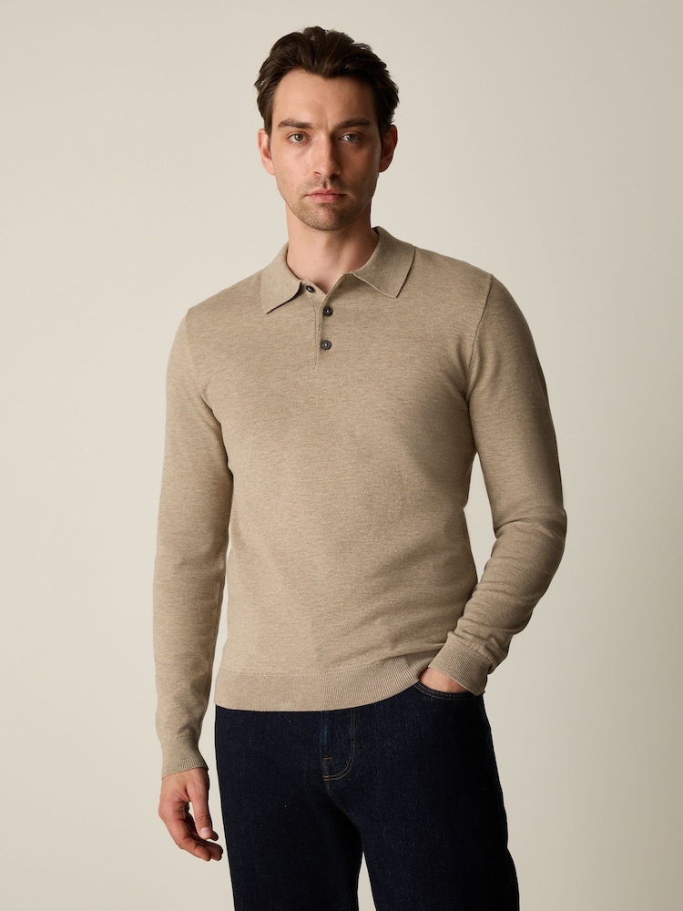 ნეიტრალური - ვიწრო ფორმა - Knitted Polo Shirt - სურათი 2 5-დან