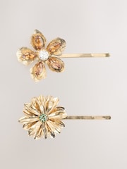 Gold Tone Sparkle Flower Hair Clips 2 Pack - Image 4 of 4