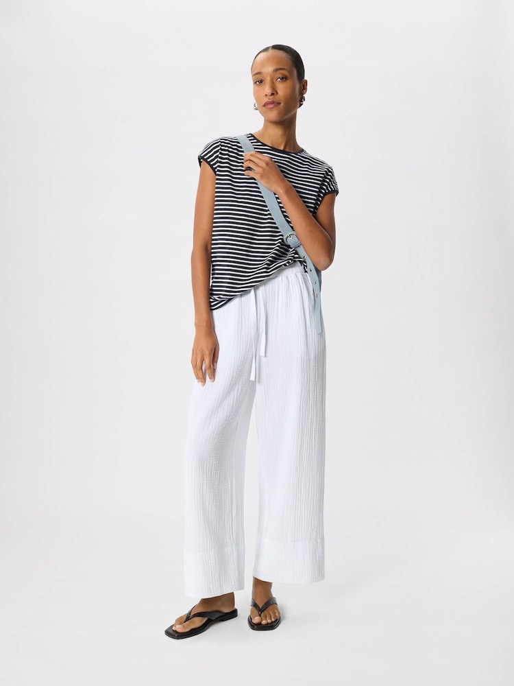 Whistles Blue Stripe Cap Sleeve T-Shirt - Image 2 of 5 Whistles Blue Stripe Cap Sleeve T-Shirt - Image 2 of 5