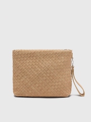 Whistles Nude Avah Woven Suede Zip Clutch - Image 4 of 5