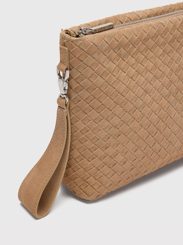 Whistles Nude Avah Woven Suede Zip Clutch - Image 5 of 5
