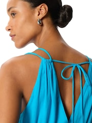 Whistles Blue Petite Cotton Maxi V-Neck Sundress - Image 2 of 5