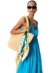 Whistles Blue Petite Cotton Maxi V-Neck Sundress - Image 3 of 5