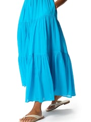 Whistles Blue Petite Cotton Maxi V-Neck Sundress - Image 4 of 5