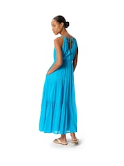 Whistles Blue Petite Cotton Maxi V-Neck Sundress - Image 5 of 5
