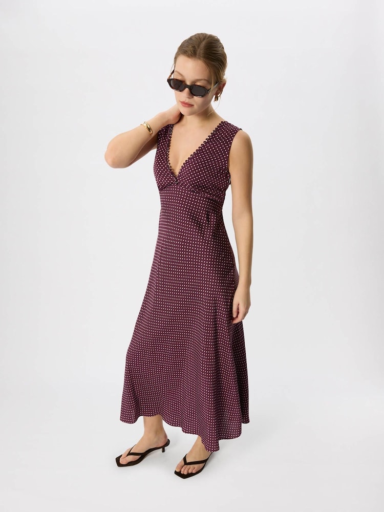 Whistles Purple Mini Spot Sleeveless Dress - Image 1 of 5
