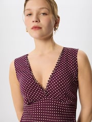 Whistles Purple Mini Spot Sleeveless Dress - Image 3 of 5
