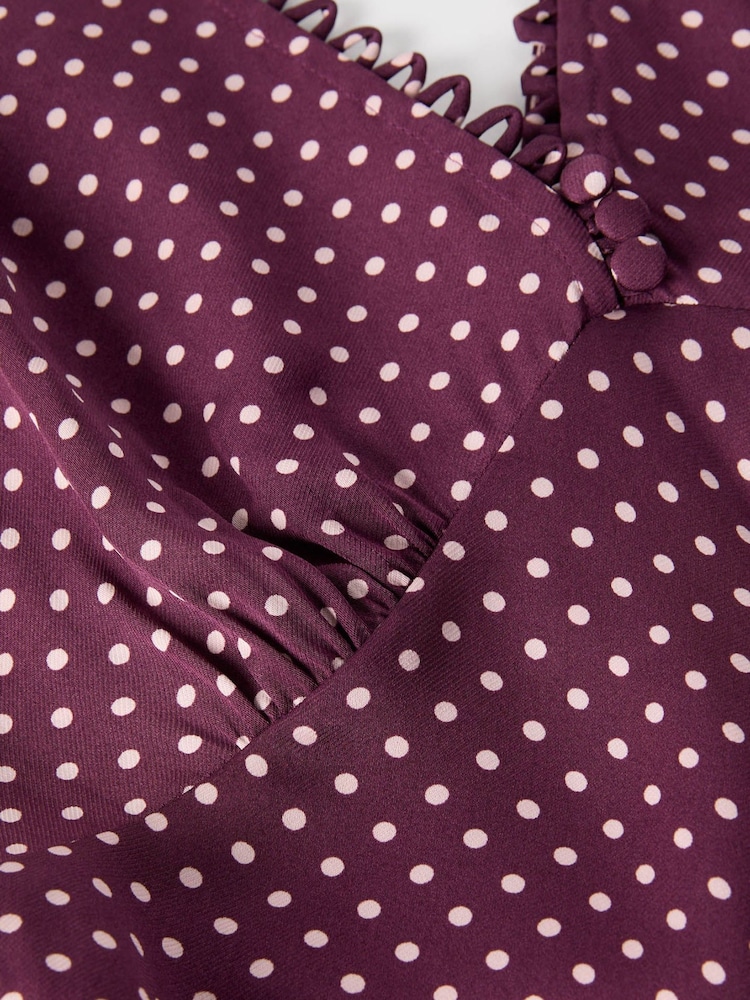 Whistles Purple Mini Spot Sleeveless Dress - Image 5 of 5