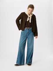 Whistles Brown Willa V-Neck Cap Sleeve T-Shirt - Image 4 of 5