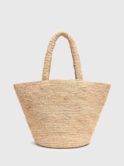 Whistles Nude Straw Tote Bag With Charm - Image 2 of 5