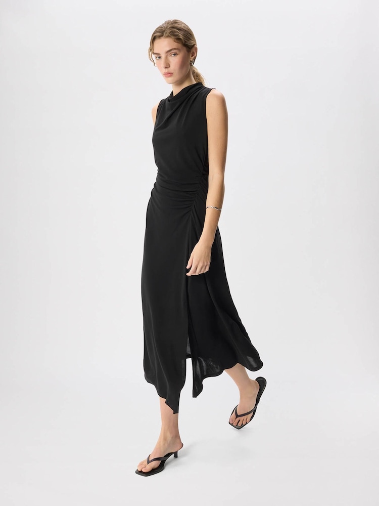 Whistles Black Ruched Halter Jersey Dress - Image 1 of 5
