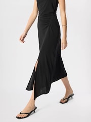 Whistles Black Ruched Halter Jersey Dress - Image 3 of 5