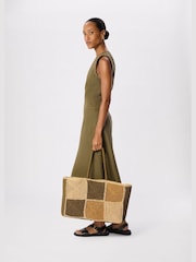 Whistles Nude Patchwork Straw Tote Bag - Image 1 of 5